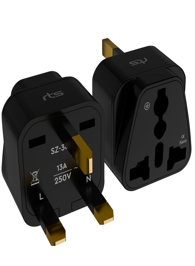 rts (2 Pack) India to England London UK Travel Plug Adapter Converter Type G Compatible with UK, UAE, Dubai, Scotland British Qatar Irish & Hong Kong - Ideal for Laptops, Mobiles, Tablets, Chargers - Image 1